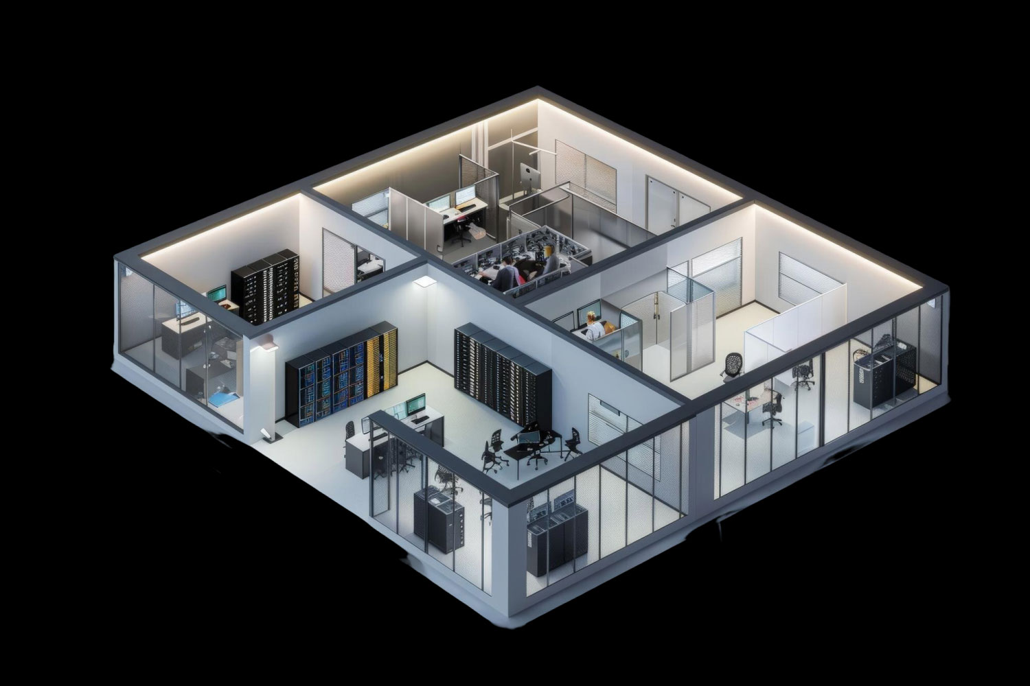 3D digital twin model of an office building interior