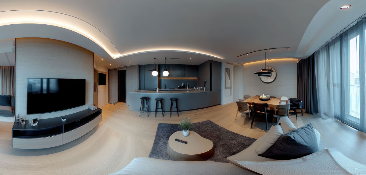 360° virtual tour of modern flat interior