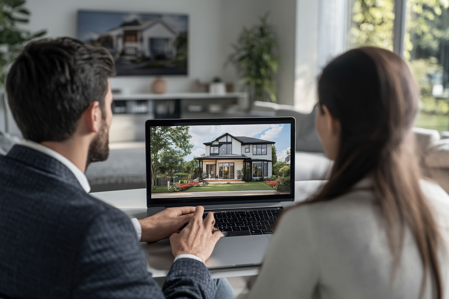 Property manager demonstrates a 360° virtual tour on laptop