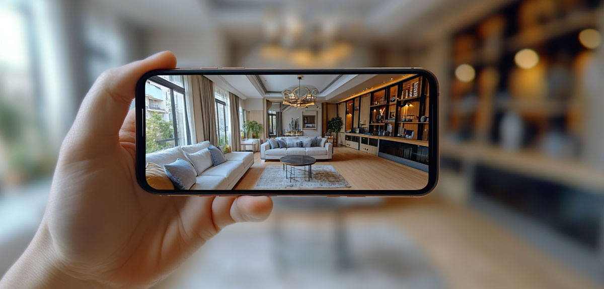 Person exploring a hotel room via a Blueprint360View virtual tour