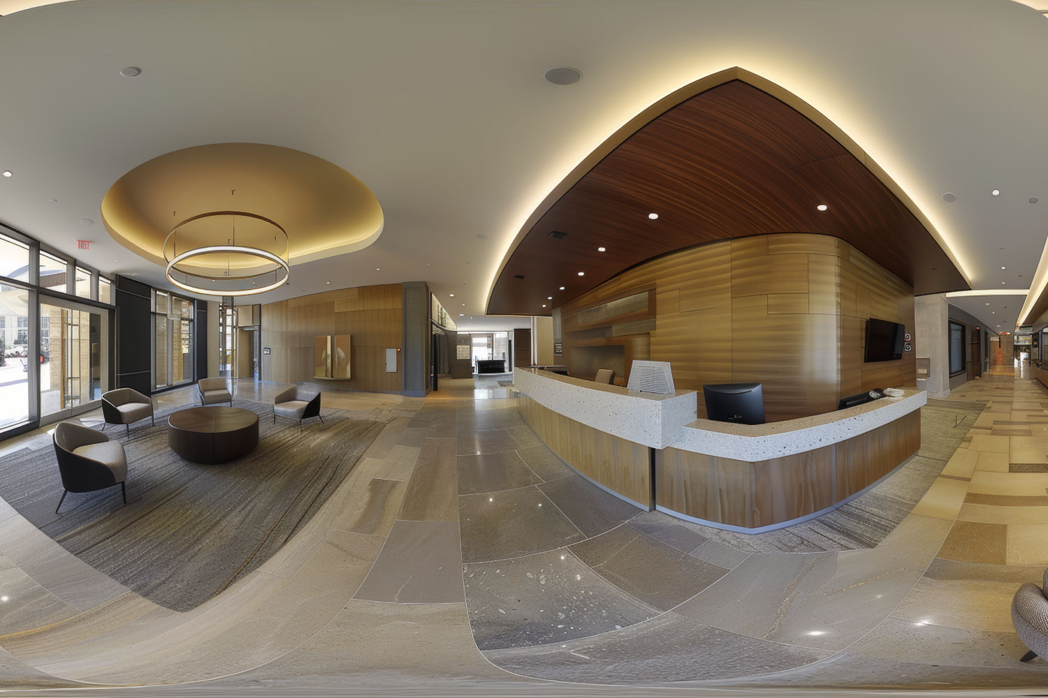 360-degree view of hotel lobby from Blueprint360View’s interactive tour